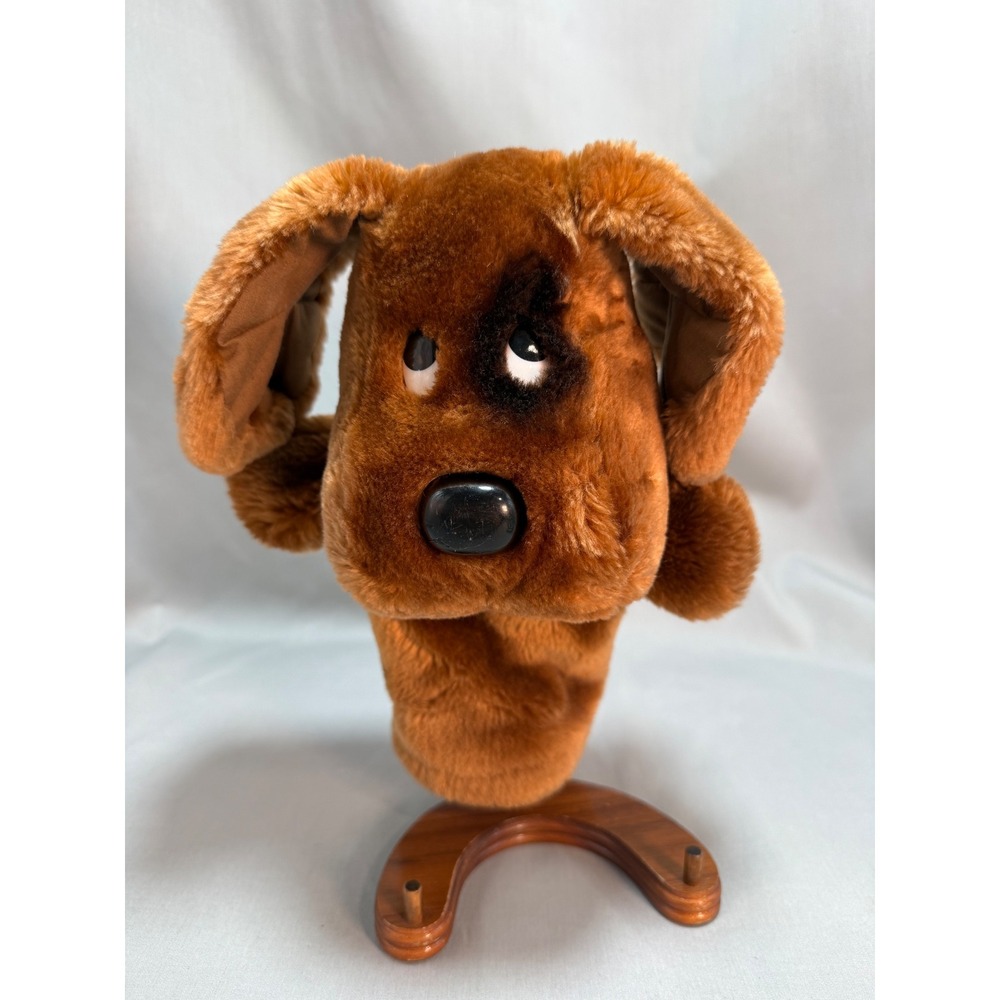 Graphics International Hand Puppet Sad Eye Puppy Dog Brown Faux Fur Vintage 1985